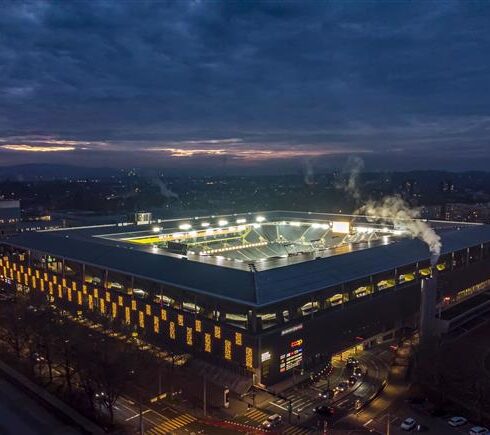 Benetti: verde verticale nella vip lounge dello stadio Wankdorf